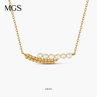 MGS/曼古银925银镀18K金珍珠项链小众设计高级感精致复古锁骨颈链