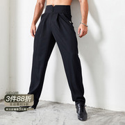 zym查尔斯西裤复古高腰，裤型弹力设计腰拉丁舞，练功裤子男n012