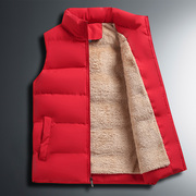 红色马甲外套男女本命年冬天羊羔绒背心，加绒加厚无袖冬季坎肩外穿