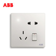 ABB开关插座面板轩致无框雅典白系列一开五孔带开关带LED灯AF226