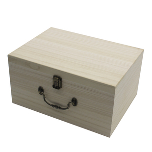 家用手提木箱子木盒子实木质桌面收纳盒 杂物小箱子大号 翻盖木盒