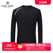 HARTMARX男士长袖T恤春夏3D反光印花结构分割男上衣透气弹力T血衫