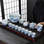 青瓷盖碗青花陶瓷功夫，茶具套装轻奢中式家用办公室礼盒