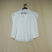 外贸原单衬衫女无袖高级设计感小众夏季上衣气质职业正装白衬衣女