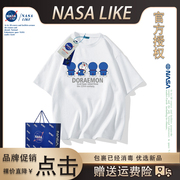 NASA联名100%纯棉亲子短袖夏季小众别致宽松短袖男女童哆啦A梦T恤