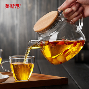 玻璃茶壶单壶耐高温茶水分离泡茶壶，家用烧水壶，透明花茶壶茶具套装
