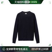 欧洲直邮WOOLRICH 23年 男士深海军蓝色圆领羊毛混纺毛衣