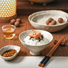 日式粗陶食器纯色做旧手捏创意复古家用民宿陶瓷碗盘菜盘高级餐具