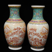 景德镇厂货瓷器八十年代手绘粉彩雪景堆白瑞雪花篮瓶花瓶陶瓷摆件