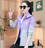 品牌时尚紫色外套，女加绒2024休闲夹克可拆帽修身显瘦冲锋衣潮