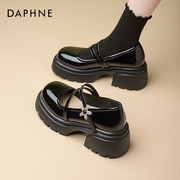 达芙妮玛丽珍女鞋子，厚底2024凉鞋夏季单鞋黑色，高跟乐福小皮鞋