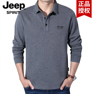 jeep男装秋冬季翻领，大码加绒卫衣，纯棉长袖t恤