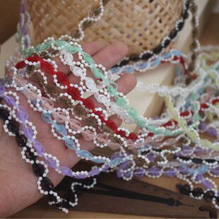 手工珠子玫瑰纱带服装配饰 宽1厘米 小香风缝纫辅料材料蕾丝花边
