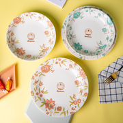 哆啦a梦盘子菜盘家用2024卡通餐具陶瓷，碗盘套装儿童餐盘碟子