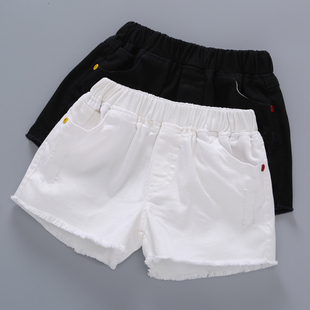2024女童牛仔短裤韩版白色，儿童裤子夏季女孩宝宝，黑色纯棉休闲热裤