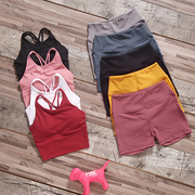 夏季维多利亚女瑜伽服短裤紧身提臀跑步网红运动健身服初学者套装