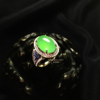 天然翡翠玻璃种a货戒指，珠宝指环镶嵌18k金冰种蛋，面配饰蓝宝石女戒