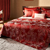婚庆床品顶奢200s全棉长绒棉，四件套纯棉提花，被套宽边被罩红色床单
