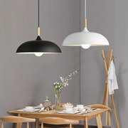 北欧简约创意个性半圆白色锅盖吊灯铁艺单头餐厅客厅饭店灯具