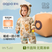 aqpa爱帕婴儿羽绒服连体衣冬季款宝宝衣服新年外出保暖哈衣爬服