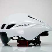 高档天蝎自行车头盔一体成型山地公路气动风镜TT破风铁三计时轮滑