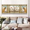 欧式客厅装饰画孔雀花卉风景，三联沙发背景墙，简欧餐厅壁画玄关油画