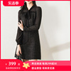 赫本风小黑裙2023法式系带长袖，修身显瘦气质，名媛小香风连衣裙