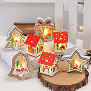 圣诞木屋小房子道具节日装饰挂件桌面摆件发光立体圣诞树挂饰礼物