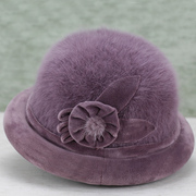 秋冬天女士盆帽中老年帽子女时装，帽加厚保暖兔，毛帽老人帽子奶奶冬