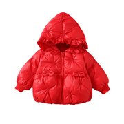女童羽绒服1-4-5岁童装女宝宝冬装，外套轻薄连帽冬季红色婴儿衣服3