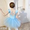 儿童舞蹈服夏季女童练功服蓝色，芭蕾舞裙幼儿中国舞练舞衣分体套装