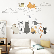 儿童房间墙壁卧室墙面装饰品床头贴纸墙纸自粘温馨卡通猫咪墙贴画