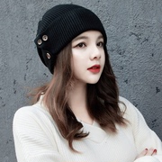 秋冬天针织毛线帽女士韩版保暖英伦，百搭可爱时尚包头月子帽子防寒