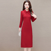 喜婆婆婚宴装春季2024年修身显瘦时尚改良旗袍礼服红色连衣裙