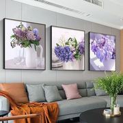 餐厅装饰画小清新花卉植物沙发背景墙挂画现代简约正方形三联壁画