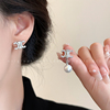 小香双c珍珠银针耳钉，女轻奢小众高级感耳环时尚气质2024耳饰