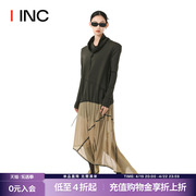 openyy设计师品牌，iinc23aw蕾丝镶边，长袖可调长款连衣裙女