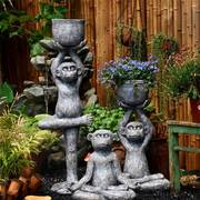 花园装饰庭院布置阳光房瑜伽动物，猴子创意摆件阳台造景户外农