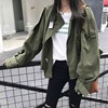 韩国2023秋新军绿色工装风衣女宽松bf风小个子夹克上衣短款外套潮
