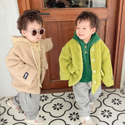 韩国童装男女儿童羊羔绒，外套2022冬新炸街羊羔毛加绒加厚保暖宝宝