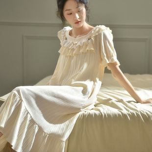 马克公主睡裙夏季女款柔软纯棉甜美公主，风法式连衣裙大码长款睡衣