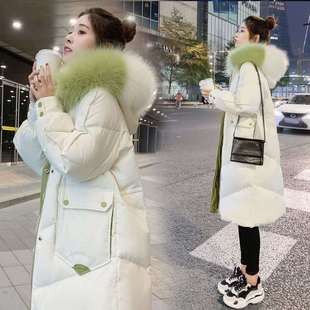 羽绒棉服女中长款新款冬装加厚大码棉袄韩版宽松大毛领棉衣外套潮