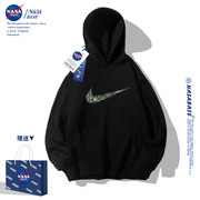 NASA联名黑色潮牌卫衣男连帽2024美式宽松青少年春秋款外套