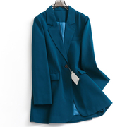c894孔雀蓝小西装外套，女秋季2023女上衣，高级感职场风休闲西服