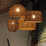 手工编织藤条日式吊灯禅意民宿茶馆茶室餐桌现代简约创意个性灯具