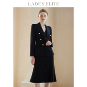 LadySElite刘亦菲同款西装两件套复古时尚戗驳领高级感西服套装女
