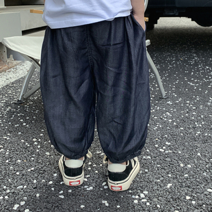 米修叻男童天丝牛仔裤夏季长裤，柔软轻薄防蚊裤，儿童裤子帅气八分裤