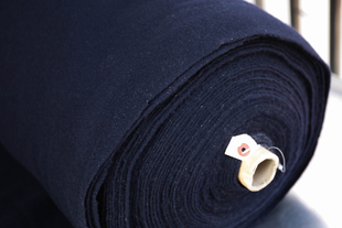 日本进口温润深蓝色细腻编织大衣呢纯羊毛布料设计师大衣外套面料