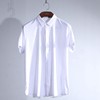 路易牌白色正装短袖21070C1粘纤+聚酯纤维 男士休闲中年短袖衬衫