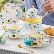 英式下午茶陶瓷玻璃花茶杯子套装家用小清新水果茶壶带过滤茶具
